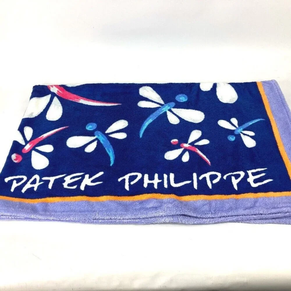 Auth PATEK PHILIPPE Overall handle Bath towel Interior Throw Blanket blue/pink - Picture 4 of 7